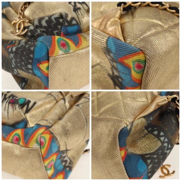 CHANEL Graffiti Backpack Canvas Gold CC Auth main image 10